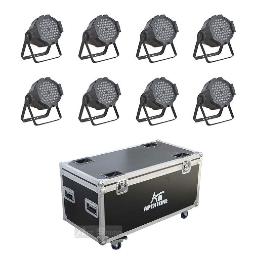 8 פנסים עם קייס 54X3W RGBW