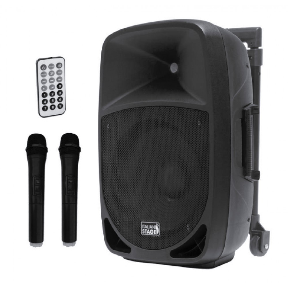 רמקול בידורית 12″ כולל נגן,Bluetooth וזוג מיקרופונים אלחוטי IS FRX12AW