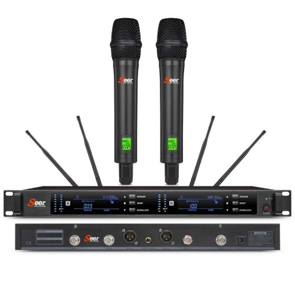 זוג מיקרופונים UHF מקצועי SEER IU-1008